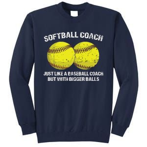 Softball Coach Like A Baseball Coach But With Bigger Balls Tall Sweatshirt