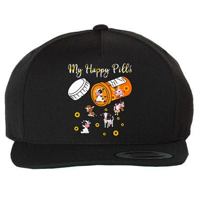 Sunflower Cows Lover My Happy Pills animal Wool Snapback Cap