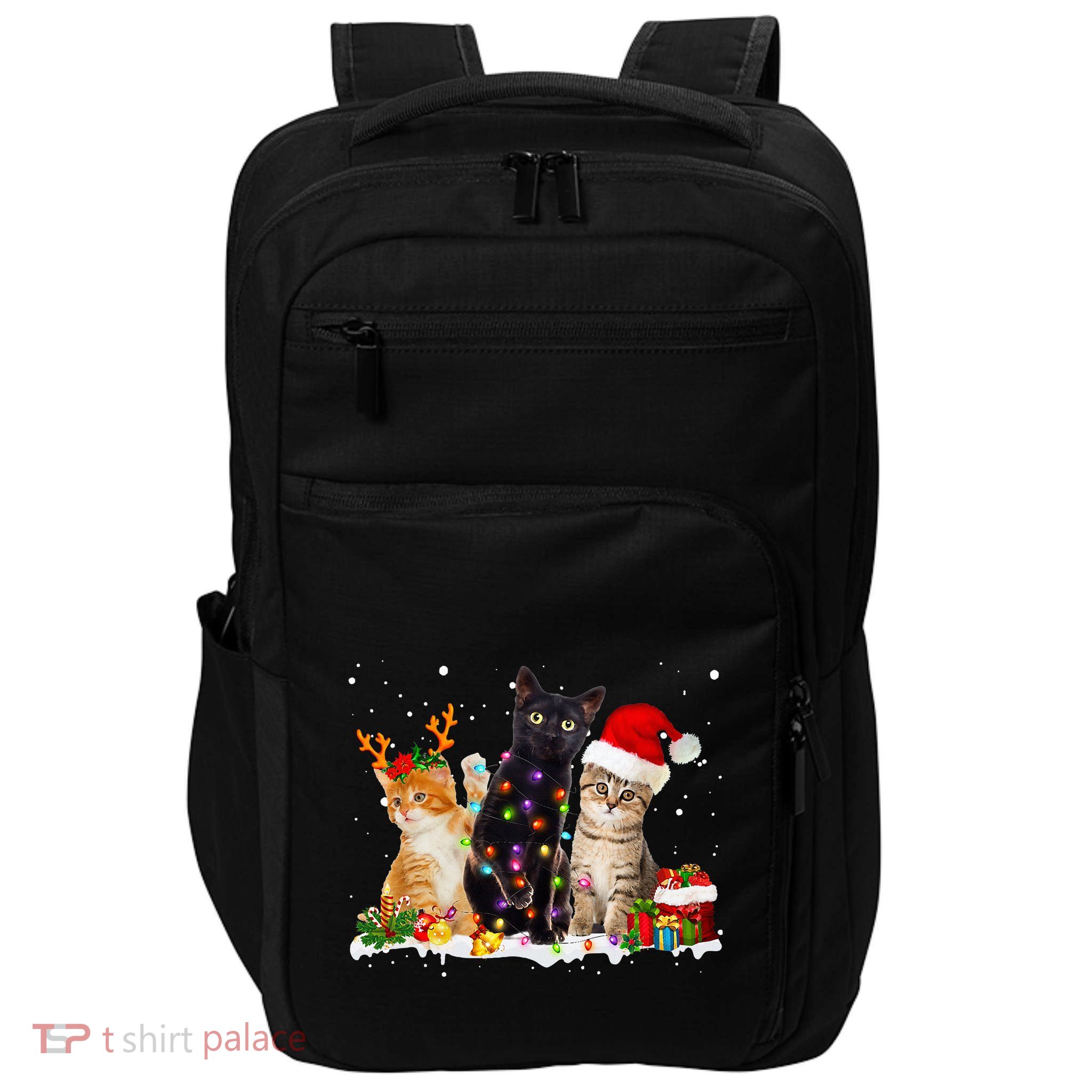 Santa Cat Light Gorgeous Reindeer Pajama Christmas Cat Lover Impact Tech Backpack