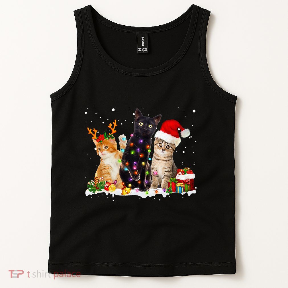 Santa Cat Light Gorgeous Reindeer Pajama Christmas Cat Lover Tank Top