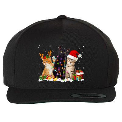Santa Cat Light Gorgeous Reindeer Pajama Christmas Cat Lover Wool Snapback Cap
