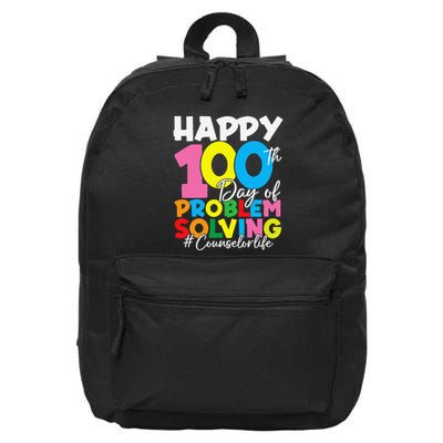 School Counselor Life Happy 100th Day Of Problem Solving 16 in Basic Backpack