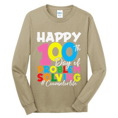 School Counselor Life Happy 100th Day Of Problem Solving Tall Long Sleeve T-Shirt