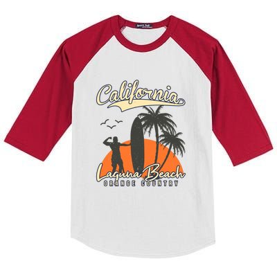 Surfing California Laguna Beach Orange Country Summer For Surf Lovers Gift Kids Colorblock Raglan Jersey