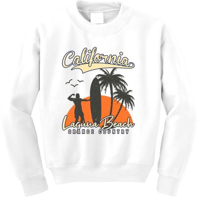 Surfing California Laguna Beach Orange Country Summer For Surf Lovers Gift Kids Sweatshirt