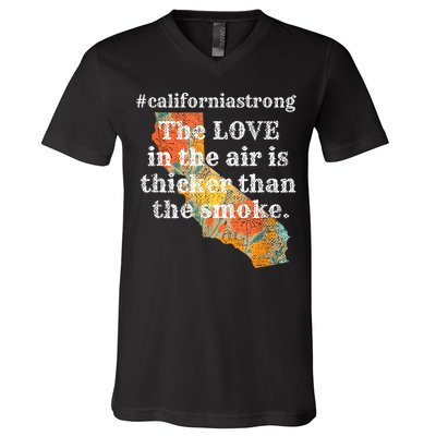 Sonoma County Los Angeles Strong Love Thicker Smoke Fire V-Neck T-Shirt
