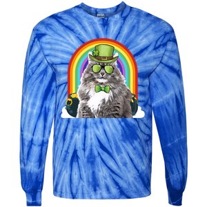 Siberian Cat Leprechaun Funny St Patricks Day Meaningful Gift Tie-Dye Long Sleeve Shirt