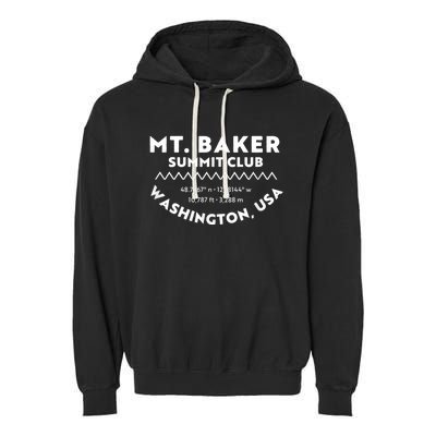 Summit Club Lat Long Elevation Mt. Baker Garment-Dyed Fleece Hoodie