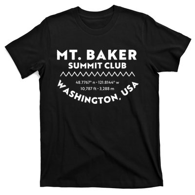 Summit Club Lat Long Elevation Mt. Baker T-Shirt