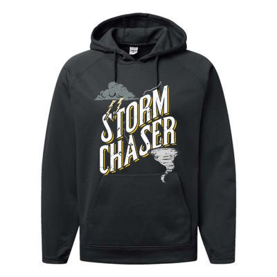 Storm Chaser Lightning Tornado Hurricane Storm Chasing Performance Fleece Hoodie