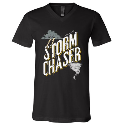 Storm Chaser Lightning Tornado Hurricane Storm Chasing V-Neck T-Shirt