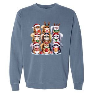 Squirrels Christmas Lights Decor Funny Squirrel Lover Xmas Funny Gift Garment-Dyed Sweatshirt