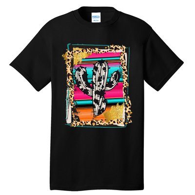 Serape Cactus Leopard Cow Pattern Print Cowgirl Rodeo Tall T-Shirt