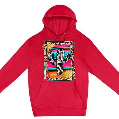 Serape Cactus Leopard Cow Pattern Print Cowgirl Rodeo Premium Pullover Hoodie