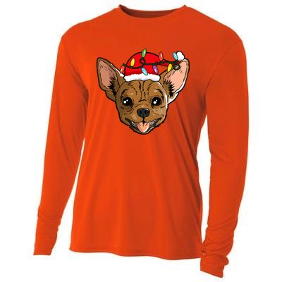 Santa Chihuahua Light Christmas Great Gift Cooling Performance Long Sleeve Crew