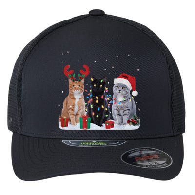 Santa Cat Light Gorgeous Reindeer Pajama Christmas Cat Lover Flexfit Unipanel Trucker Cap