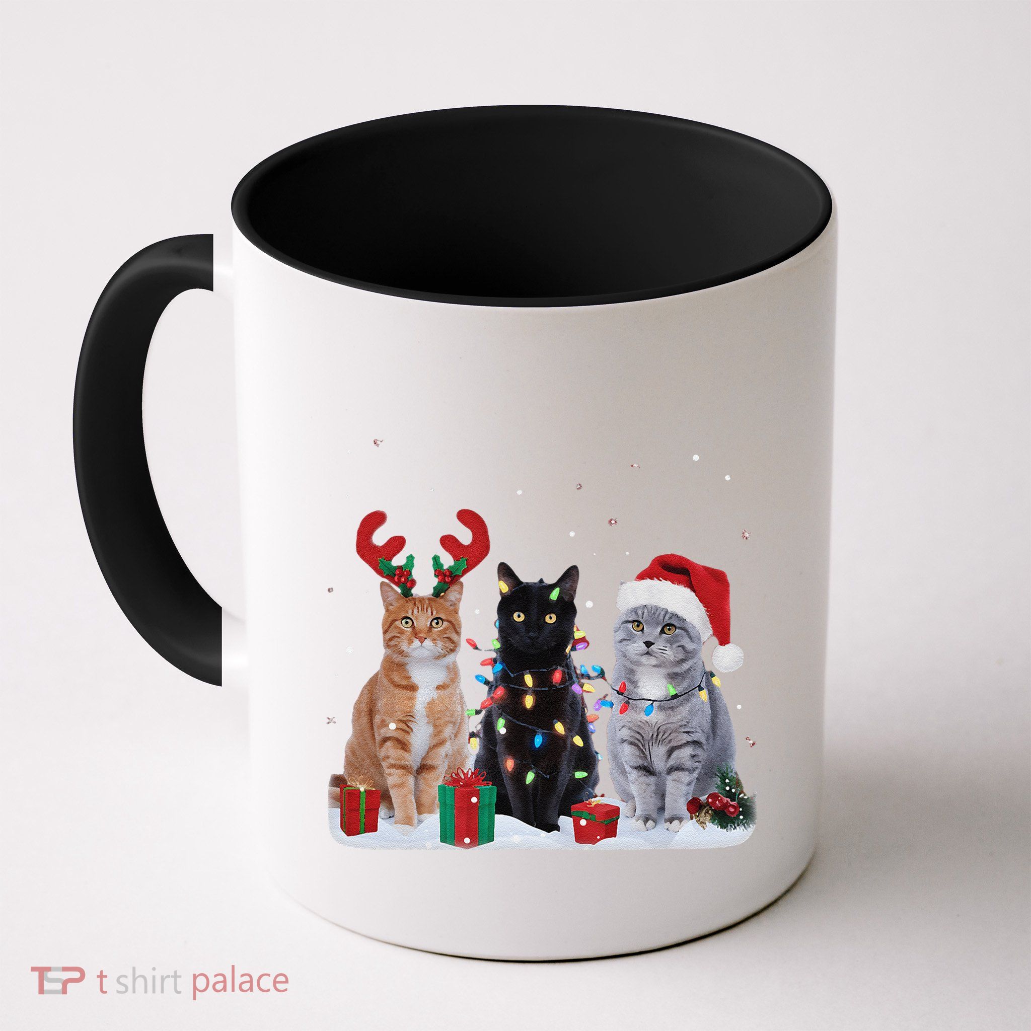 Santa Cat Light Gorgeous Reindeer Pajama Christmas Cat Lover Coffee Mug