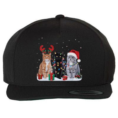 Santa Cat Light Gorgeous Reindeer Pajama Christmas Cat Lover Wool Snapback Cap