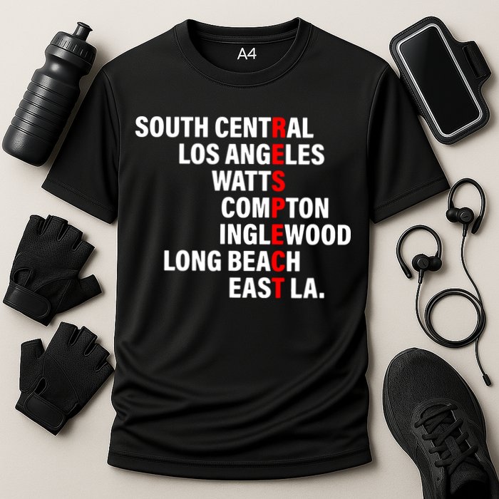 South Central Los Angeles Respect Watts Compton Cooling Performance Crew T-Shirt