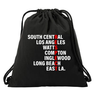 South Central Los Angeles Respect Watts Compton Drawstring Bag