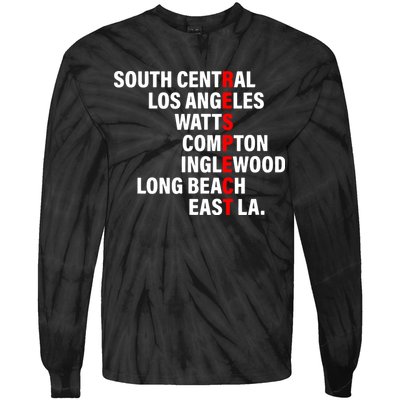 South Central Los Angeles Respect Watts Compton Tie-Dye Long Sleeve Shirt
