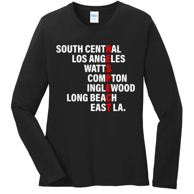 South Central Los Angeles Respect Watts Compton Ladies Long Sleeve Shirt