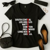 South Central Los Angeles Respect Watts Compton Women's V-Neck T-Shirt