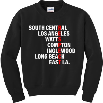 South Central Los Angeles Respect Watts Compton Kids Sweatshirt