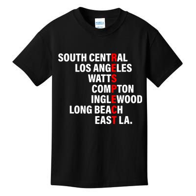 South Central Los Angeles Respect Watts Compton Kids T-Shirt