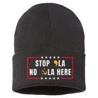 Stop Comma La No Commie La Here 2024 Sustainable Knit Beanie