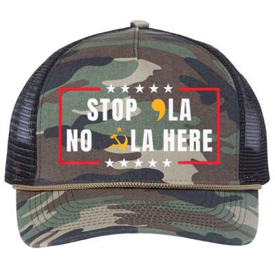 Stop Comma La No Commie La Here 2024 Retro Rope Trucker Hat Cap