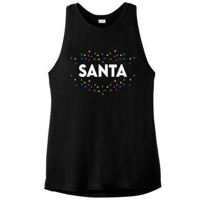 Santa Christmas Lights Funny Matching Couples Christmas Ladies PosiCharge Tri-Blend Wicking Tank