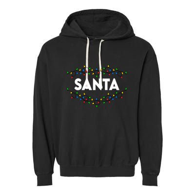 Santa Christmas Lights Funny Matching Couples Christmas Garment-Dyed Fleece Hoodie