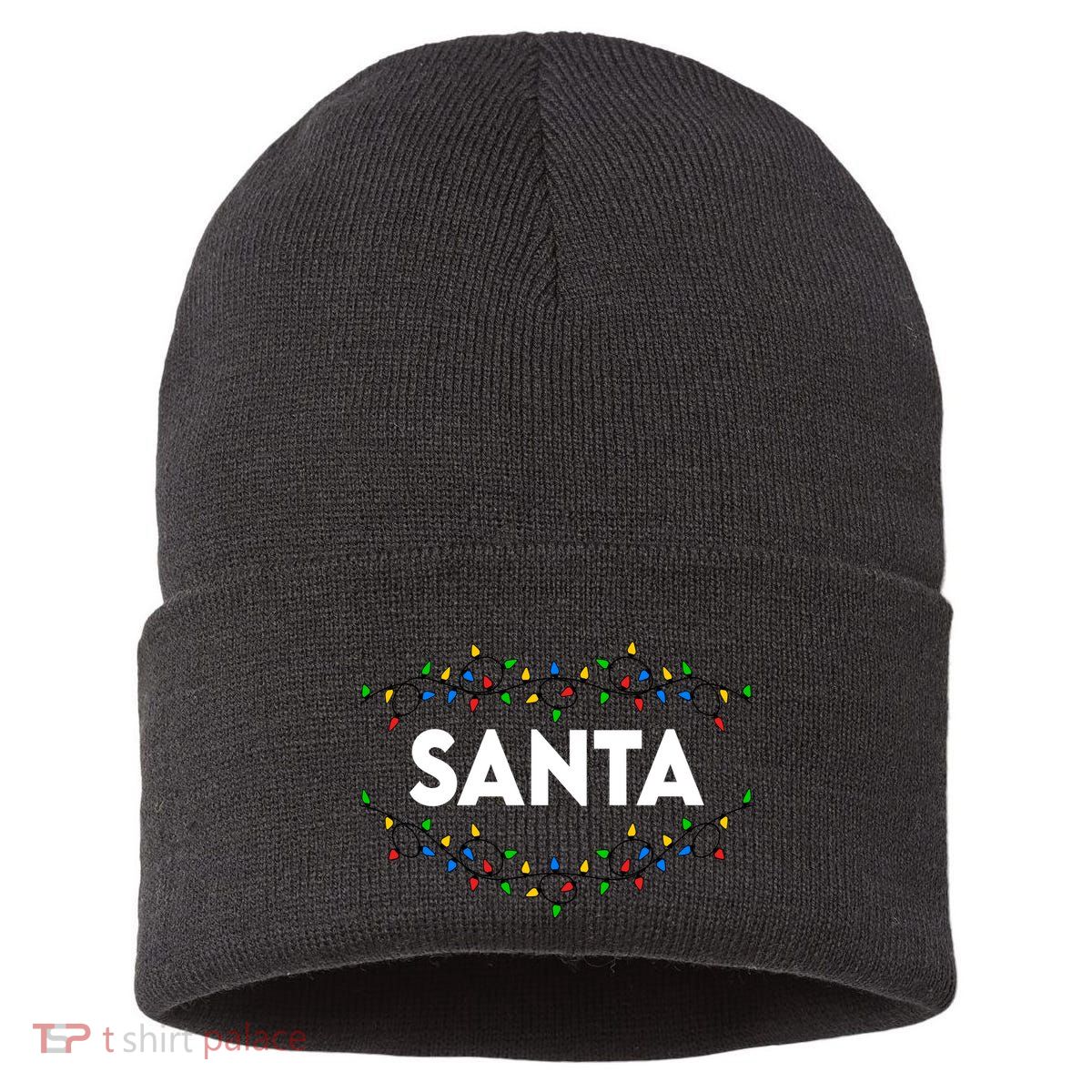 Santa Christmas Lights Funny Matching Couples Christmas Sustainable Knit Beanie