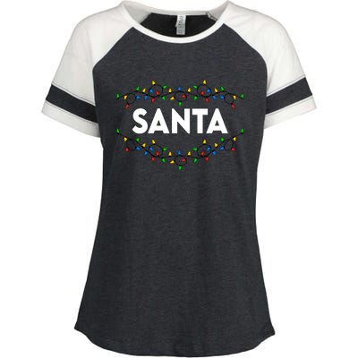 Santa Christmas Lights Funny Matching Couples Christmas Enza Ladies Jersey Colorblock Tee