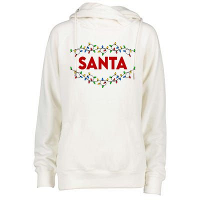 Santa Christmas Lights Funny Matching Couples Christmas Womens Funnel Neck Pullover Hood