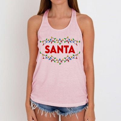 Santa Christmas Lights Funny Matching Couples Christmas Women's Knotted Racerback Tank