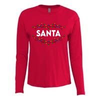 Santa Christmas Lights Funny Matching Couples Christmas Womens Cotton Relaxed Long Sleeve T-Shirt