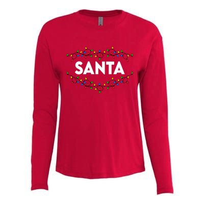 Santa Christmas Lights Funny Matching Couples Christmas Womens Cotton Relaxed Long Sleeve T-Shirt