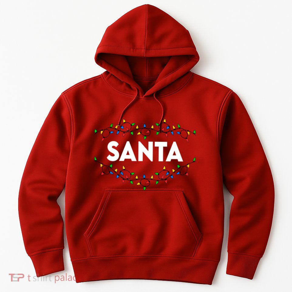 Santa Christmas Lights Funny Matching Couples Christmas Hoodie