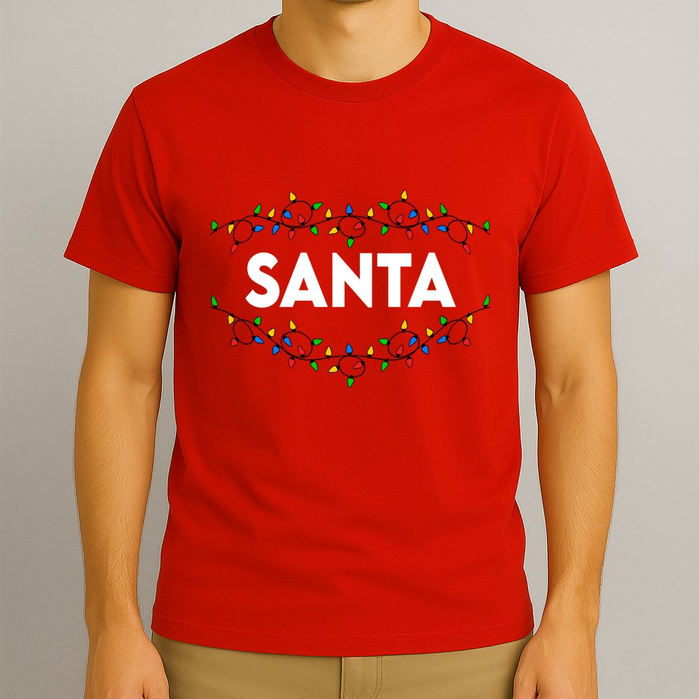 Santa Christmas Lights Funny Matching Couples Christmas T-Shirt