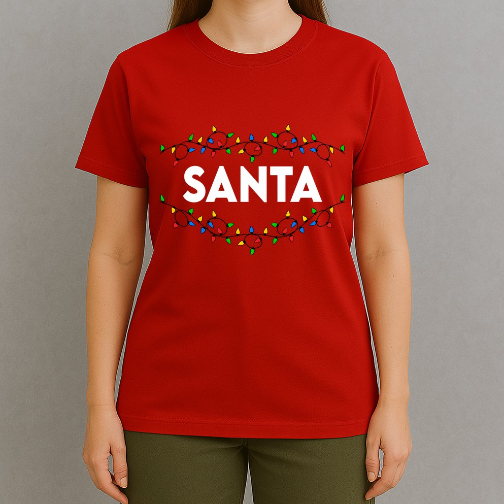 Santa Christmas Lights Funny Matching Couples Christmas T-Shirt