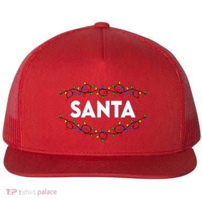 Santa Christmas Lights Funny Matching Couples Christmas Flat Bill Trucker Hat