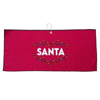 Santa Christmas Lights Funny Matching Couples Christmas Large Microfiber Waffle Golf Towel