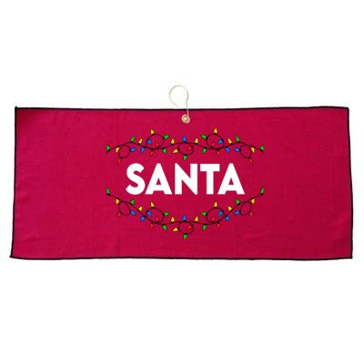 Santa Christmas Lights Funny Matching Couples Christmas Large Microfiber Waffle Golf Towel