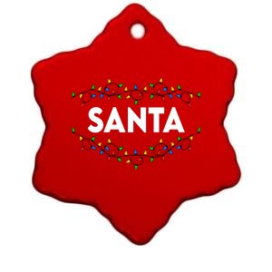 Santa Christmas Lights Funny Matching Couples Christmas Ceramic Star Ornament