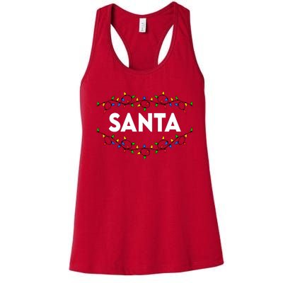 Santa Christmas Lights Funny Matching Couples Christmas Women's Racerback Tank