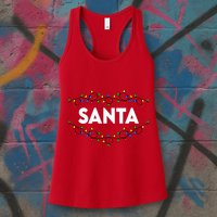 Santa Christmas Lights Funny Matching Couples Christmas Womens Tank Top