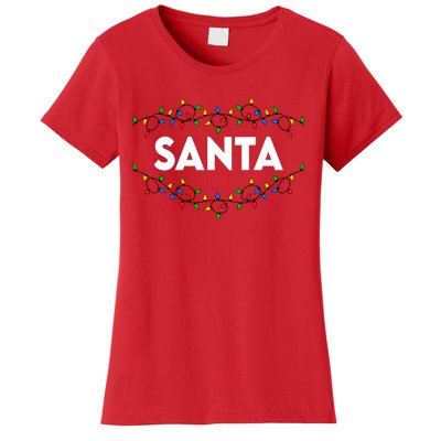 Santa Christmas Lights Funny Matching Couples Christmas Women's T-Shirt