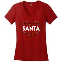 Santa Christmas Lights Funny Matching Couples Christmas Women's V-Neck T-Shirt